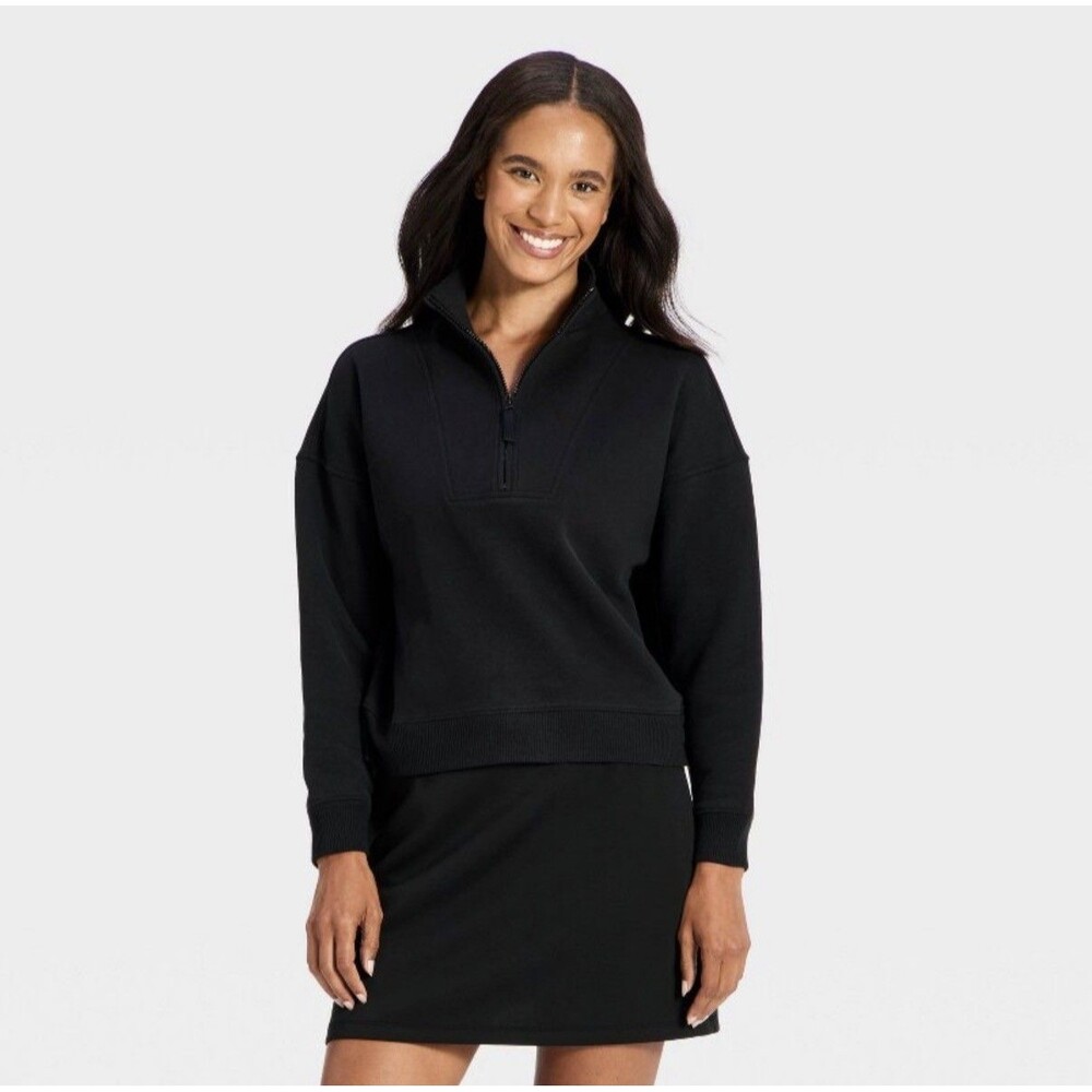 All In Motion Women's Core Fleece 1/2 Zip Up Sweatshirt Black L